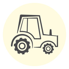 Cute outline tractor icon, agriculture transport icon