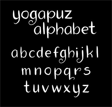 Yogapuz vector alphabet lowercase characters. Good use for logotype, cover title, poster title, letterhead, body text, or any design you want. Easy to use, edit or change color. 