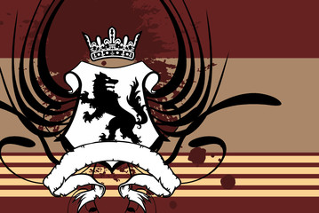 heraldic wolf coat of arms crest tattoo background in vector format