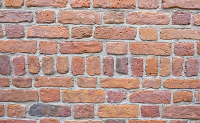 Red bricks wall background. Wall of old building useful as backdrop.
