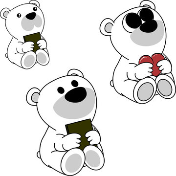 lovely cute little baby polar teddy bear cartoon set in vector format very easy to edit
