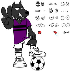 sporty dog soccer cartoon set expressions in vector format very easy to edit