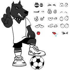 sporty dog soccer cartoon set expressions in vector format very easy to edit