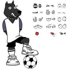 sporty dog soccer cartoon set expressions in vector format very easy to edit