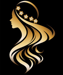 illustration vector of women silhouette icon on black background