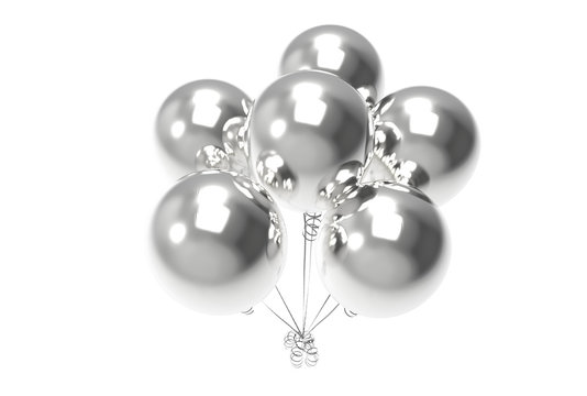 Party Silver Balloons for Decoration (White Background)