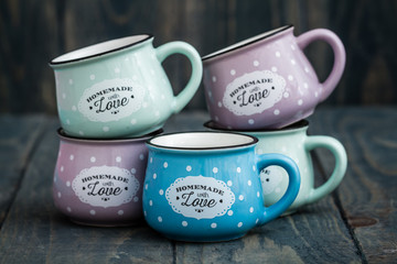 Colorful Ceramic Mugs with Enamel Look
