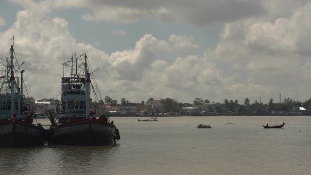 Pathein, Fishing boats at the Irrawaddy river
