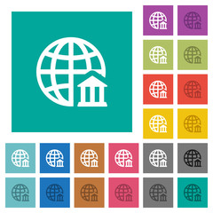 Internet banking square flat multi colored icons