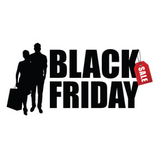 couple silhouette with black friday illustration