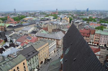 Kraków z lotu ptaka wiosną/Aerial view of Cracow in spring, Lesser Poland, Poland