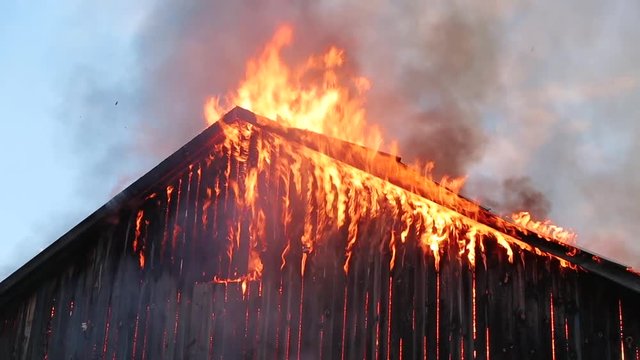 Fire In Wooden House