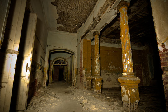 Inside of old creepy abandoned mansion. Former manor of Karl von Meck
