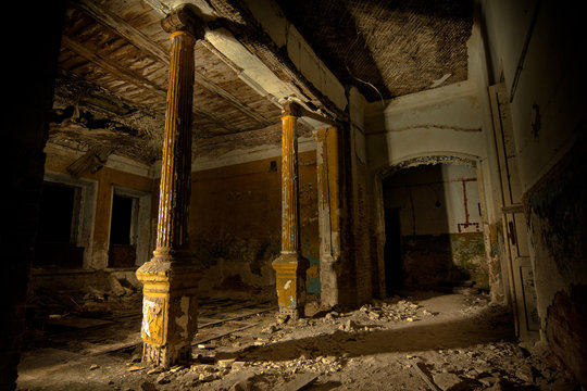 Inside of old creepy abandoned mansion. Former manor of Karl von Meck