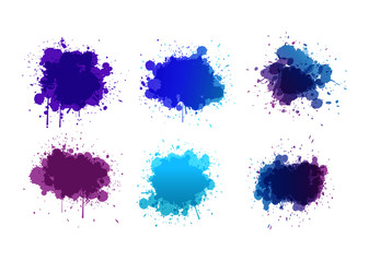 Abstract paint splashes set for design use. Splatter template set. Grunge vector illustration background.