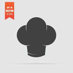 Chef hat icon in flat style isolated on grey background.