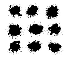 Abstract paint splashes set for design use. Splatter template set. Grunge vector illustration background.