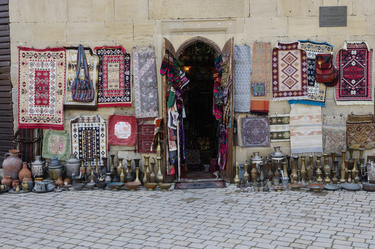 Traditional azerbaijan handicraft shop in Icheri sheher (Old Town) of Baku