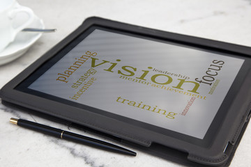 tablet with vision word cloud