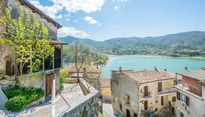 Scenic sight in Castel di Tora, comune in the Province of Rieti in the Italian region Latium,...