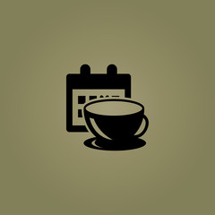 tea meeting event date calendar icon. flat design