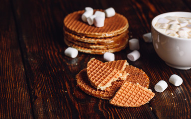 Syrup Waffles and Hot Cocoa with Marshmallow.