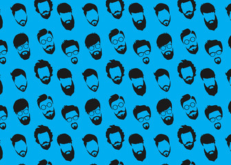Bearded Hipster pattern with glasses.Urban Lumberjack background.