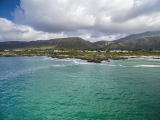 Fototapeta premium Top view of Hermanus coastal town, Cape Town, South Africa