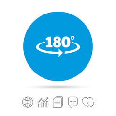 Angle 180 degrees sign icon. Geometry math symbol.