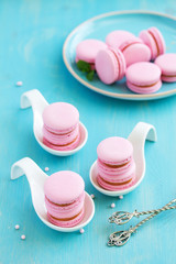 French pastry makaron. Selective focus.