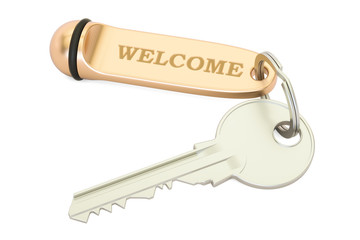 Hotel key Welcome, 3D rendering