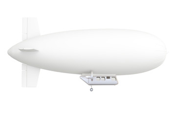 White airship or dirigible balloon, 3D rendering