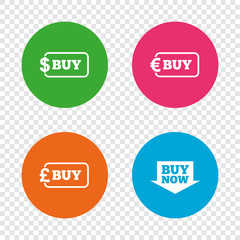 Buy now arrow sign. Online shopping icons.