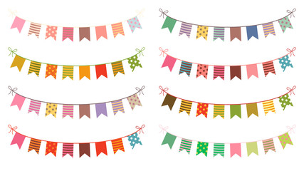 Obraz premium Festive vector buntings with colorful flags for birthdays and other celebrations