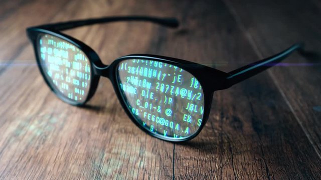 Abstract Animation Digital Computer Code Running in Glasses 