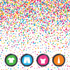 Obraz premium Clothes signs. T-shirt and pants with shorts.