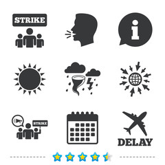 Strike icon. Storm weather and group of people.