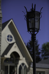 Fototapeta na wymiar church and street lamp