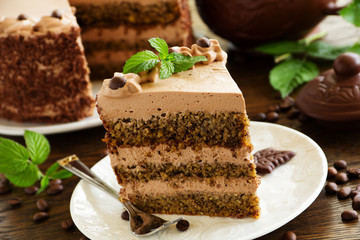 Coffee cake with chocolate.