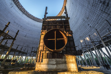 Cooling tower of Chernobyl Nuclear Power Station, Chernobyl Exclusion Zone, Ukraine