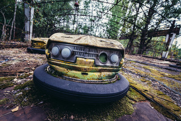 Fun fair in abandoned Pripyat city of Chernobyl Exclusion Zone, Ukraine