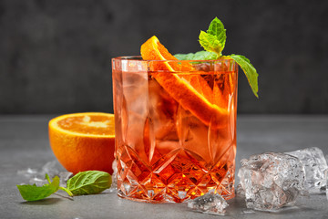 Glass of aperol spritz cocktail