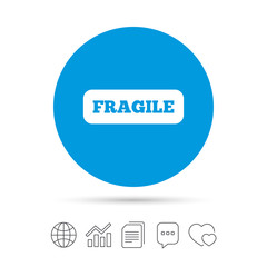 Fragile parcel icon. Package delivery symbol.