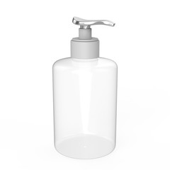 3D illustration white plastic bottle with liquid soap