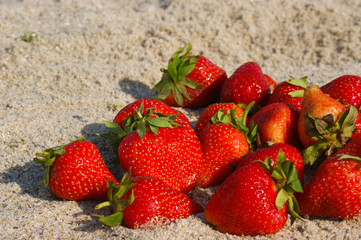 Strawberry on the beach, sea