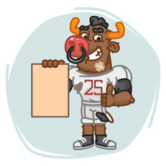 Bull Football Player Holds Paper and Shows Thumbs Up