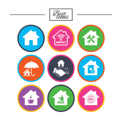 Real estate icons. House insurance sign.