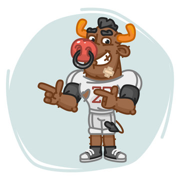 Bull Football Player Indicates Two Fingers