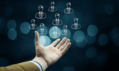 businessman hand business social network