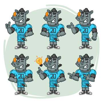 Character Set Rhino Football Player Shows and Points